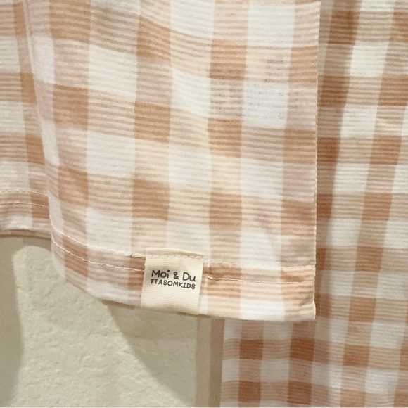 Moi & Du TTASOMKIDS Gingham Brown Checker Toast Pajama PJ Set Size 11/12 NWT - Picture 3 of 6